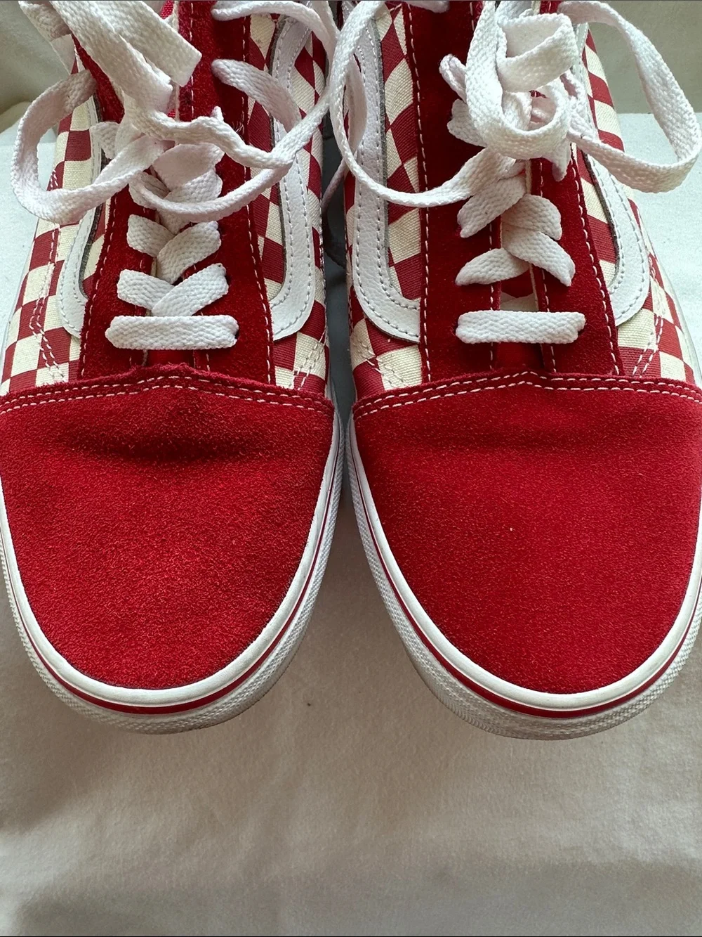 Men’s Vans Red & White Checkerboard Lace-Up Sneakers